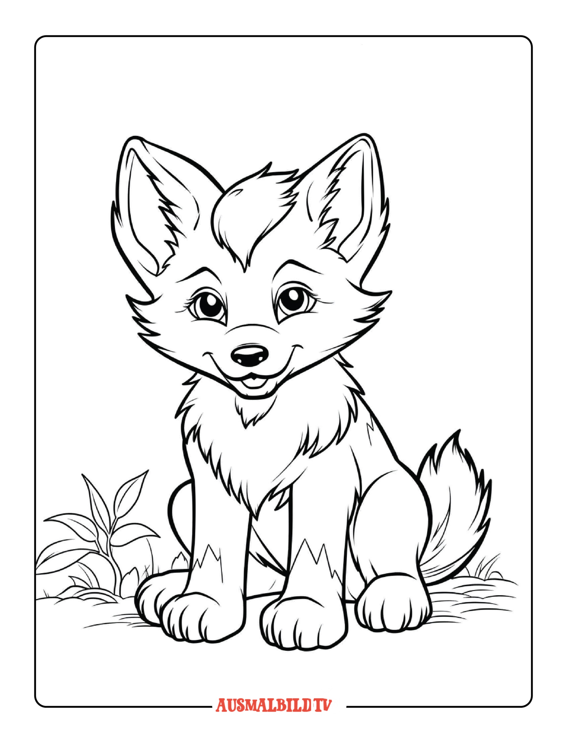 Kleiner Wolf Ausmalbild zum Ausdrucken