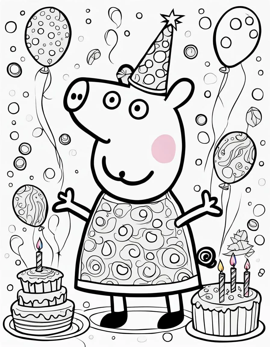 Peppa Pig Ausmalbild zum Muttertag für Kinder