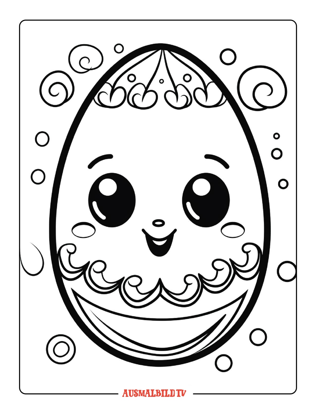 Kawaii Osterei Ausmalbild zum Ausdrucken als pdf
