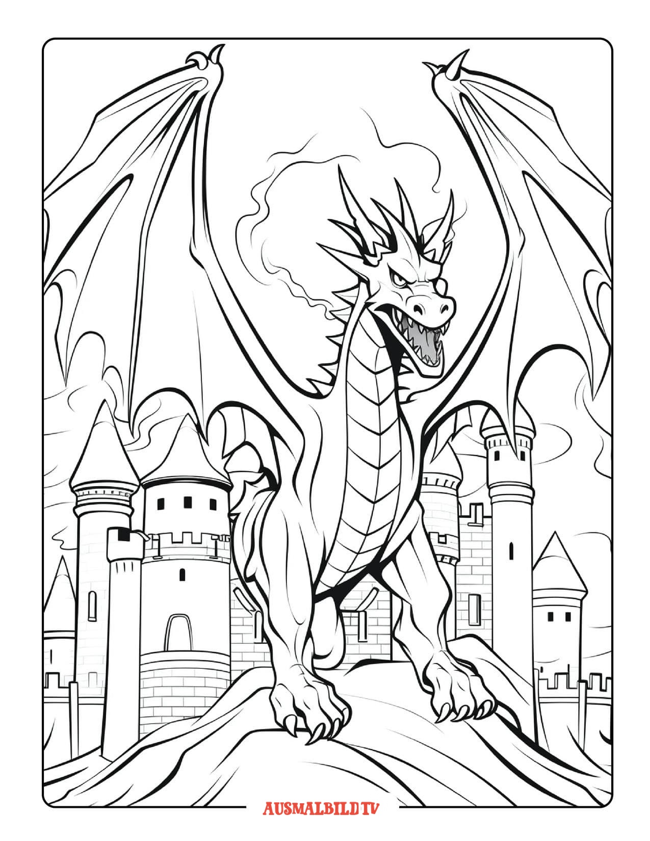 Grosser Drache Ausmalbild für Erwachsene