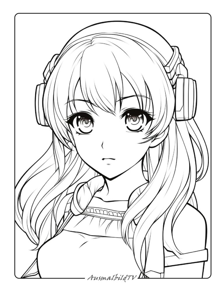 Anime Mädchen Ausmalbild zum Ausdrucken