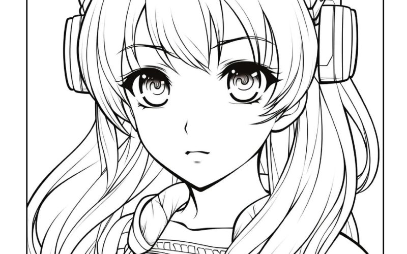 Anime Mädchen Ausmalbild zum Ausdrucken