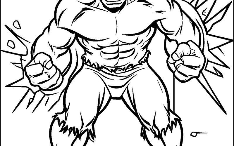 Einfach Ausmalbild Hulk für Kinder