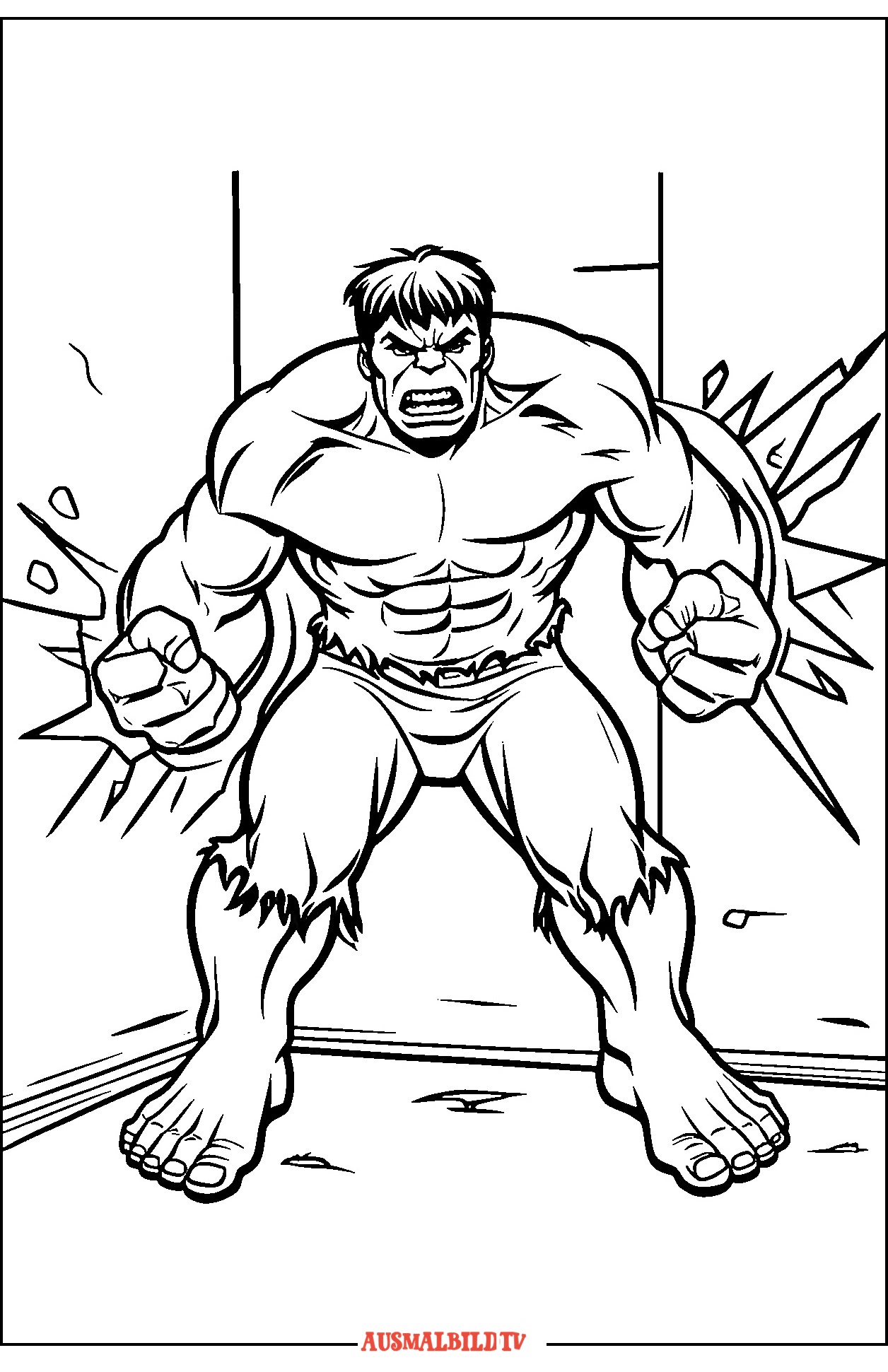 Einfach Ausmalbild Hulk für Kinder