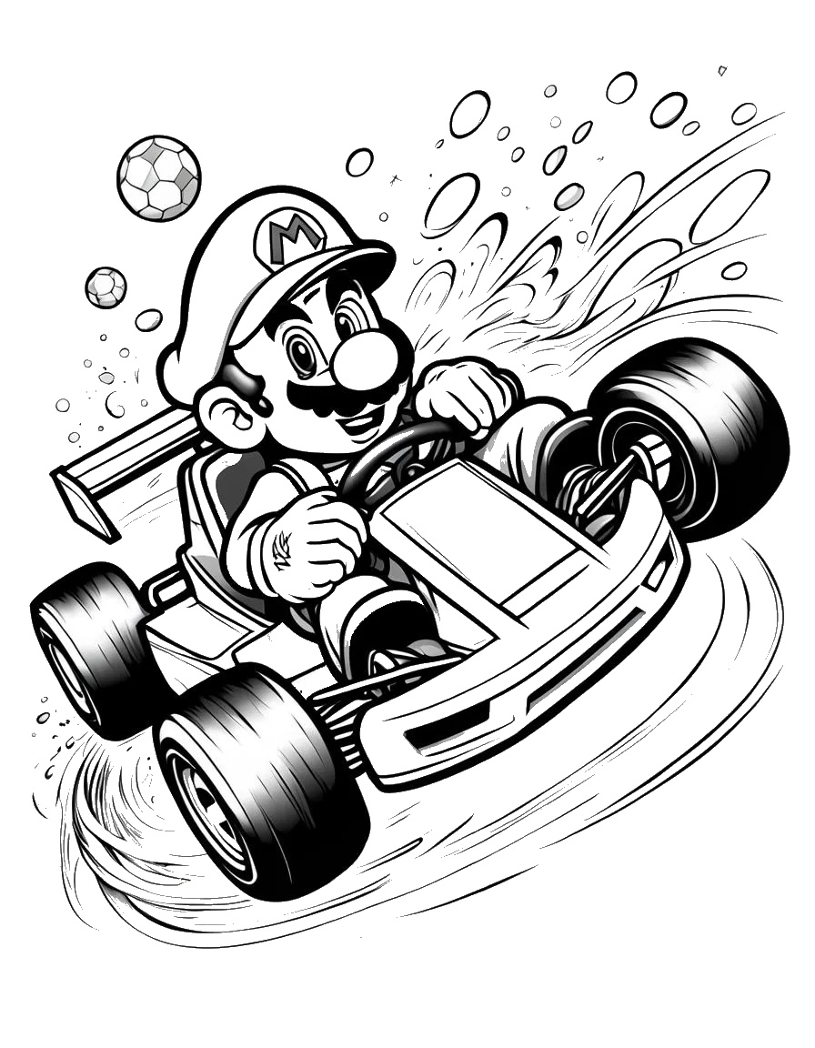 Ausmalbild Mario Kart zum Ausdrucken