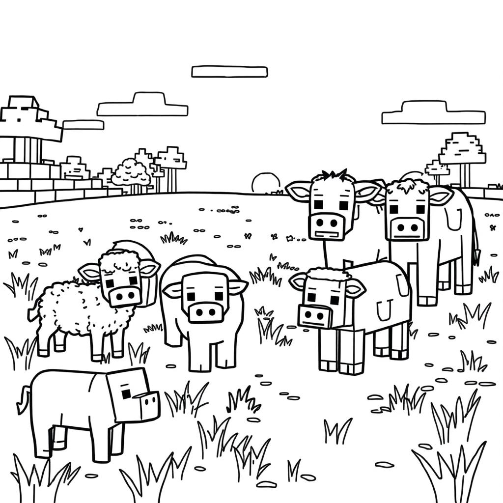 Ausmalbild Minecraft Dorfbewohner zum Ausdrucken