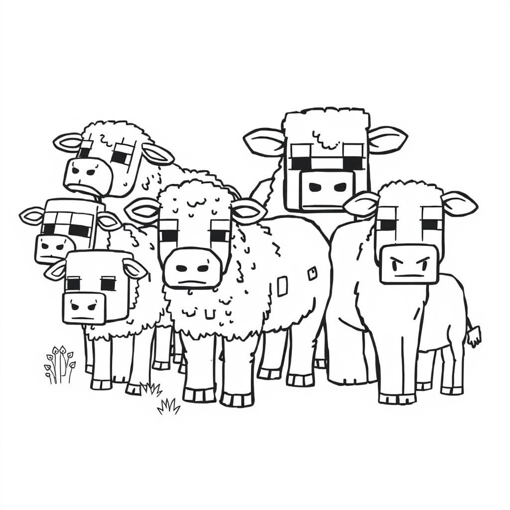 Ausmalbild Minecraft Tiere kostenlos