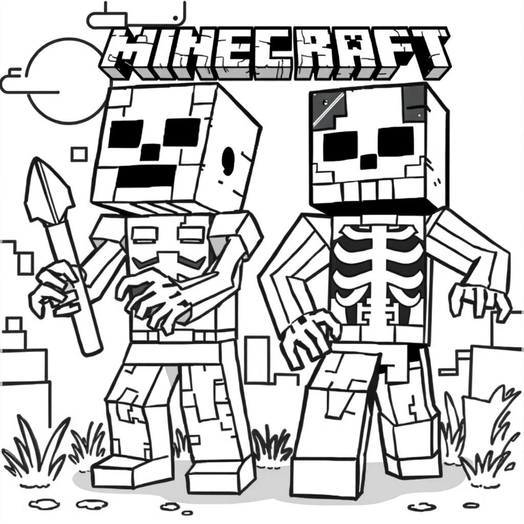 Ausmalbild Minecraft Zombie