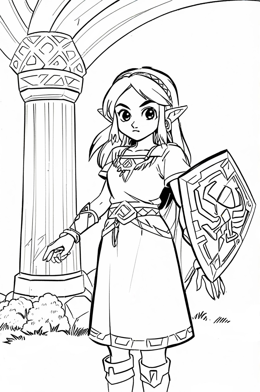 Malvorlage Prinzessin Zelda im Schloss Kostenlos