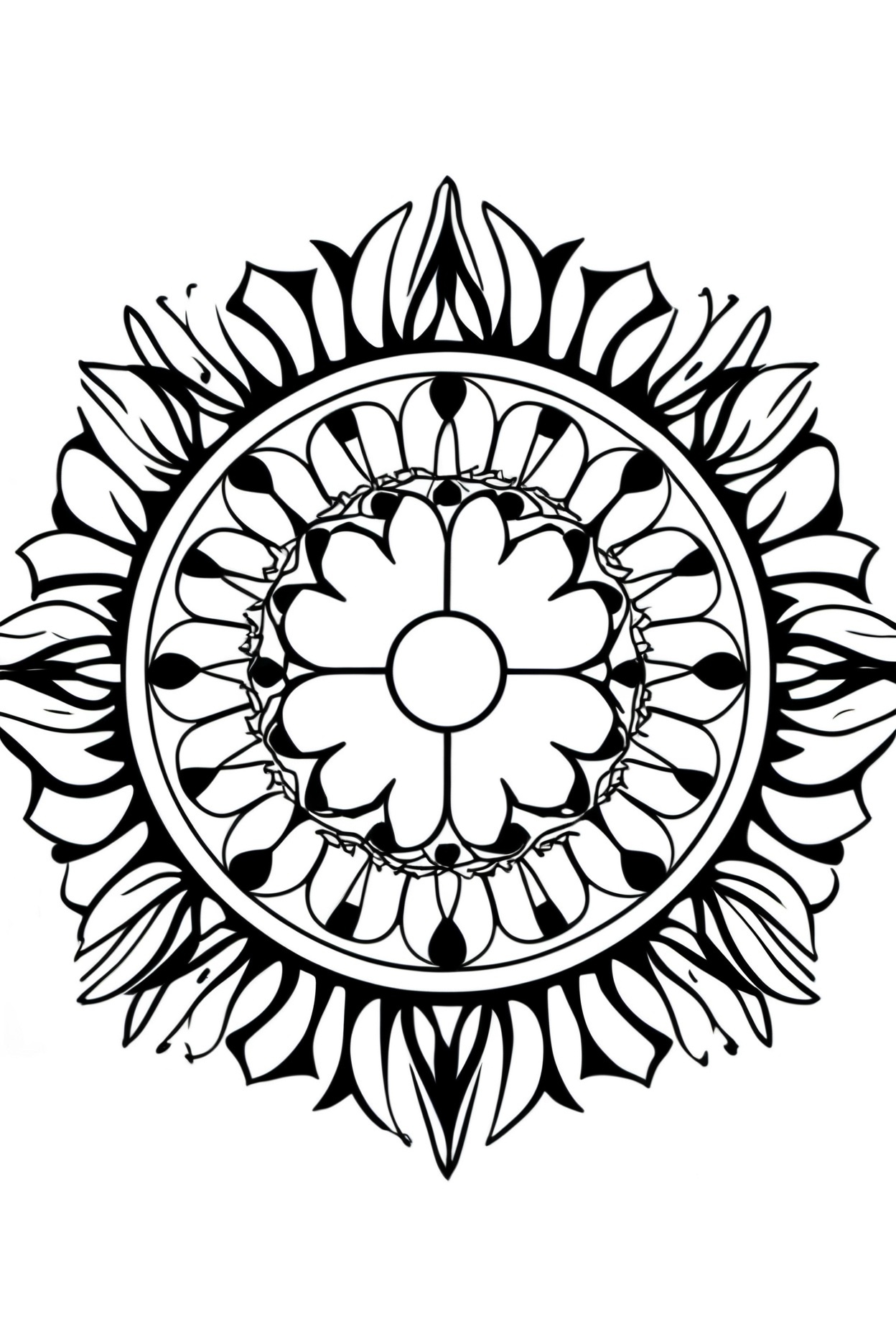 Schwieriges Mandala Ausmalbild zum Ausdrucken