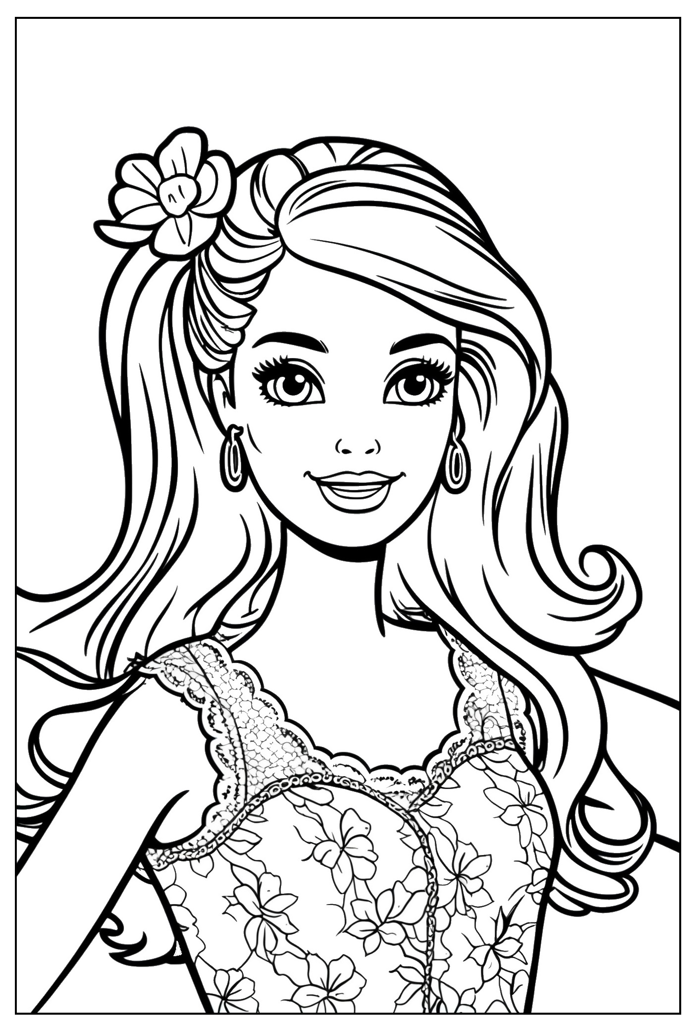 Schöne Barbie Ausmalbild für Mädchen