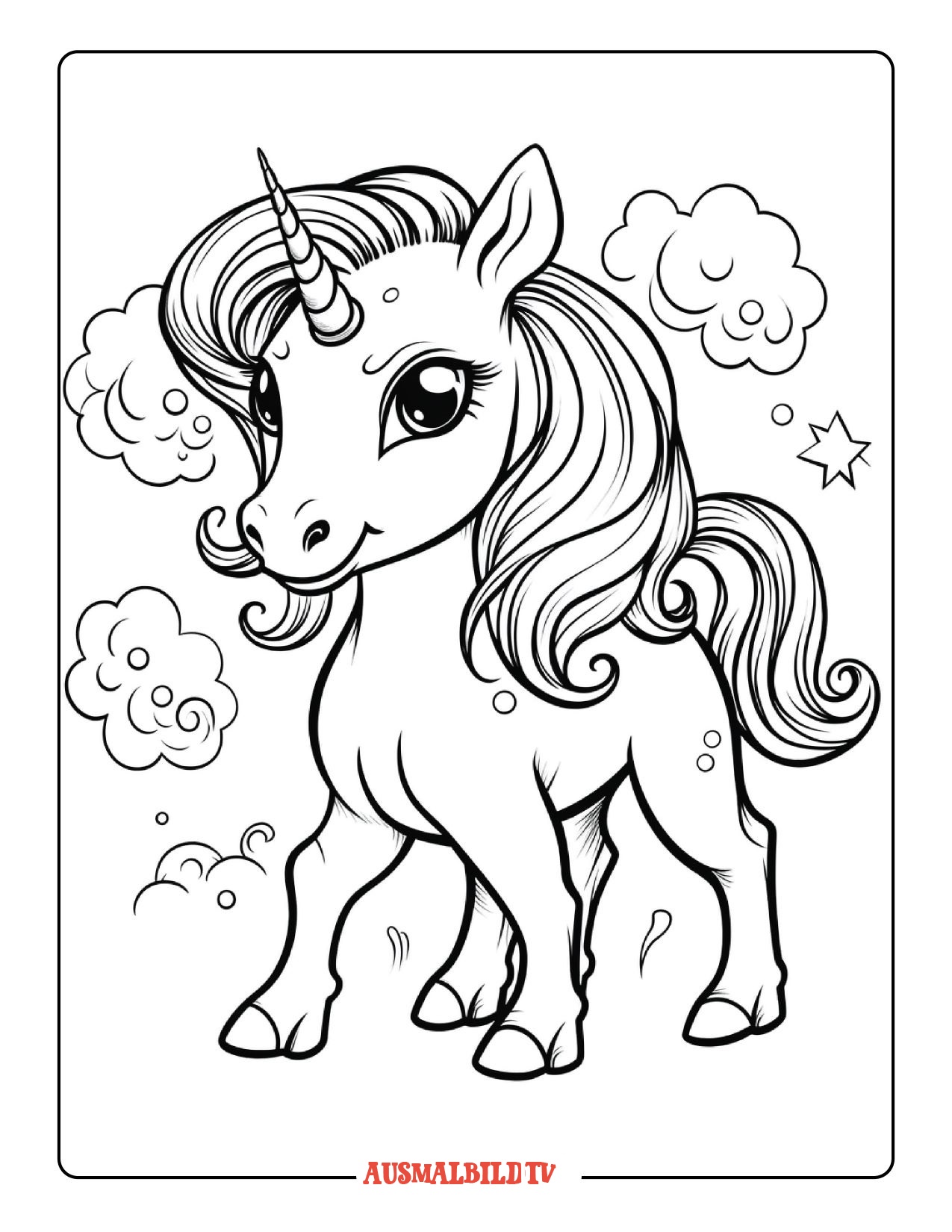 Einhorn mit Flügeln Ausmalbild Kostenlos zum Ausdrucken