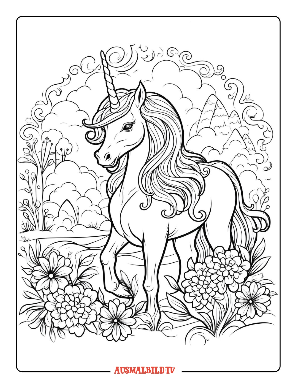Einhorn Regenbogen Ausmalbilder für Erwachsene