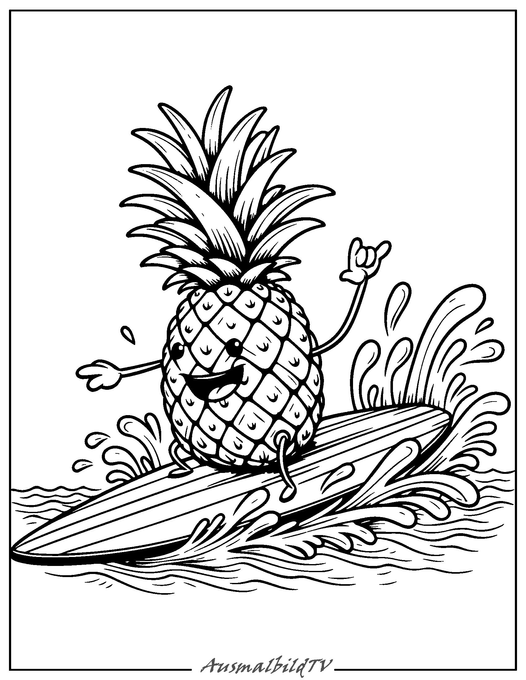 Ananas Ausmalbild für Kinder