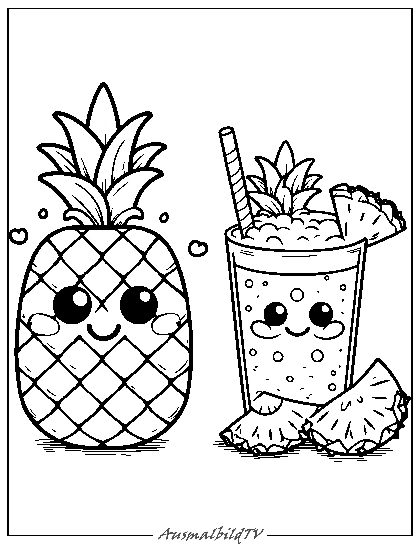Ananas Ausmalbilder kostenlos herunterladen