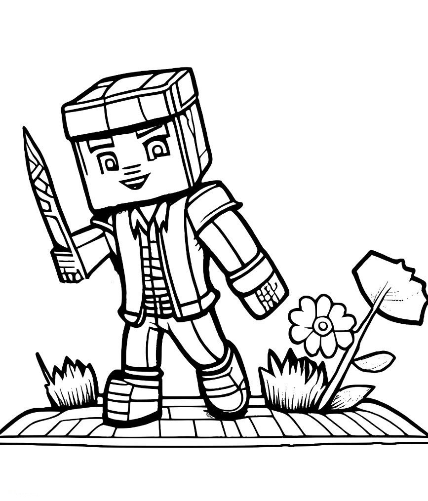 Lächelnde Minecraft Ausmalbild zum Ausdrucken