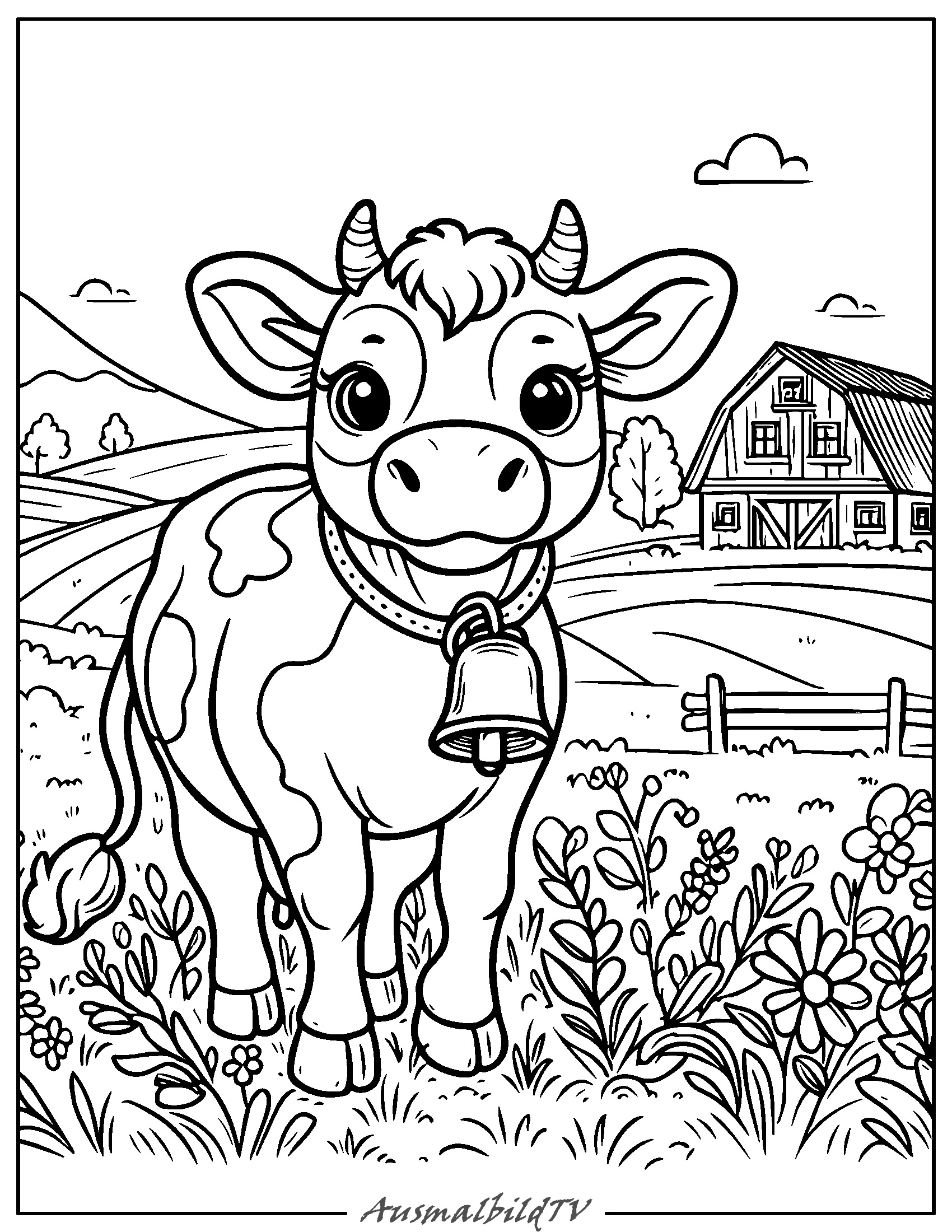 Ausmalbild Tiere Scheune Bauernhof kostenlos