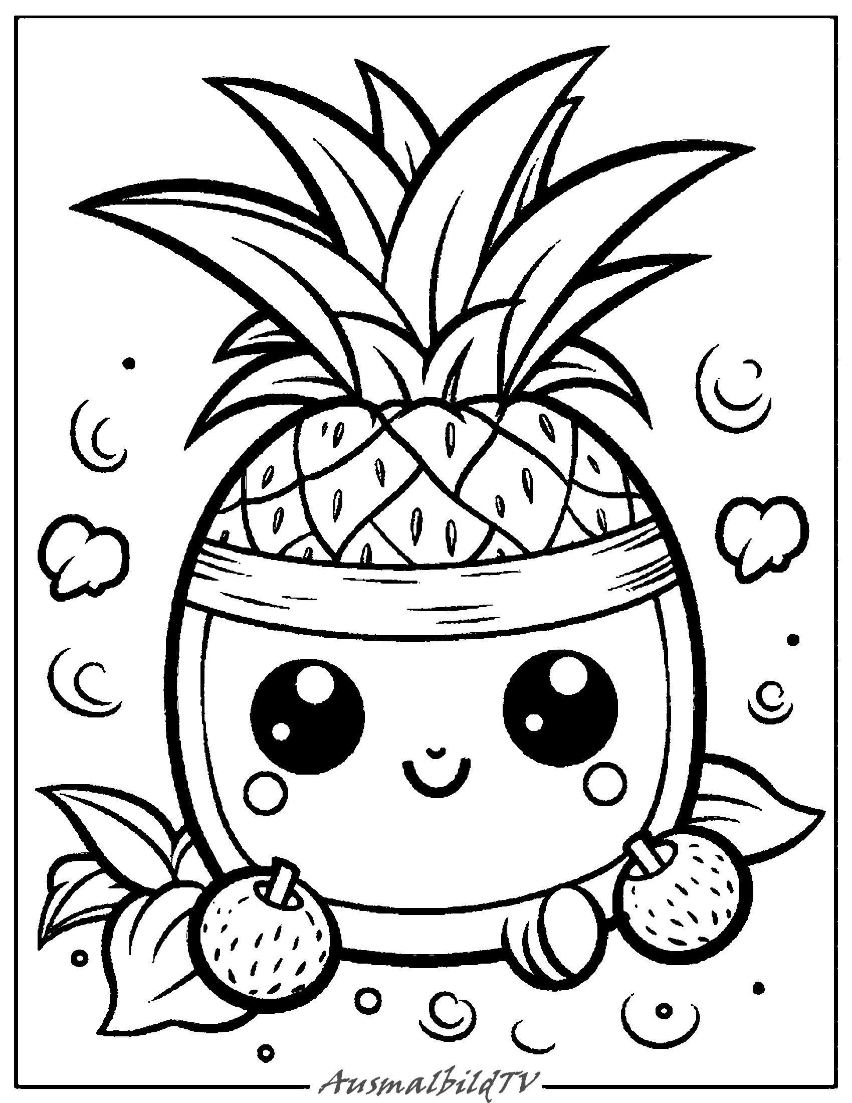 Bezaubernde Ausmalbild Ananas Figuren
