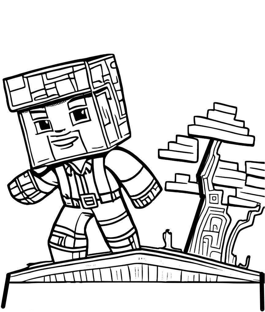 Ausmalbild Minecraft freundlich kostenlos herunterladen