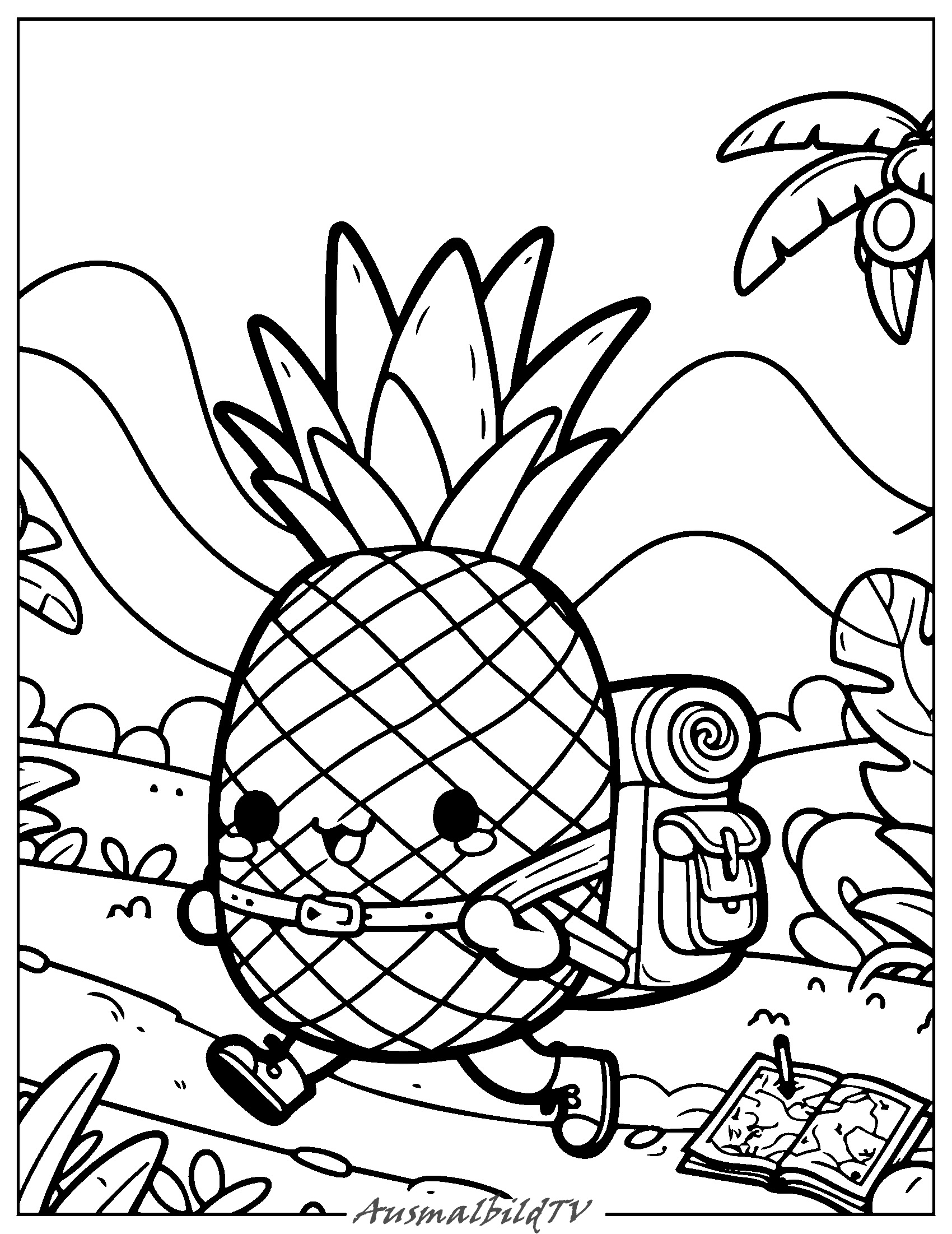 Lustige Ananas Ausmalbild