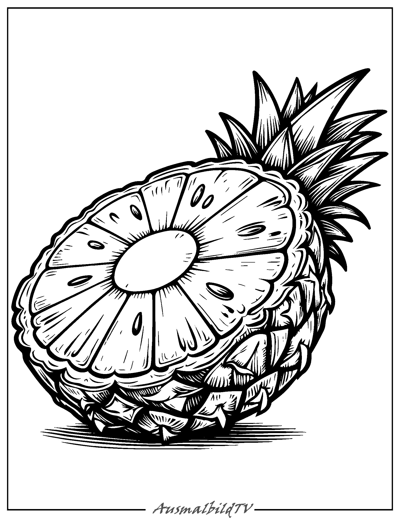 Saftige Ananas Scheibe Ausmalbild herunterladen