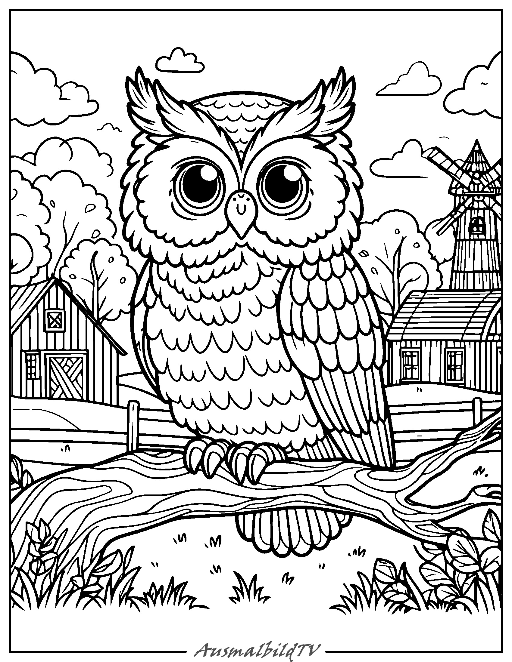 Weise Eule Ausmalbild von Tiere Malvorlagen