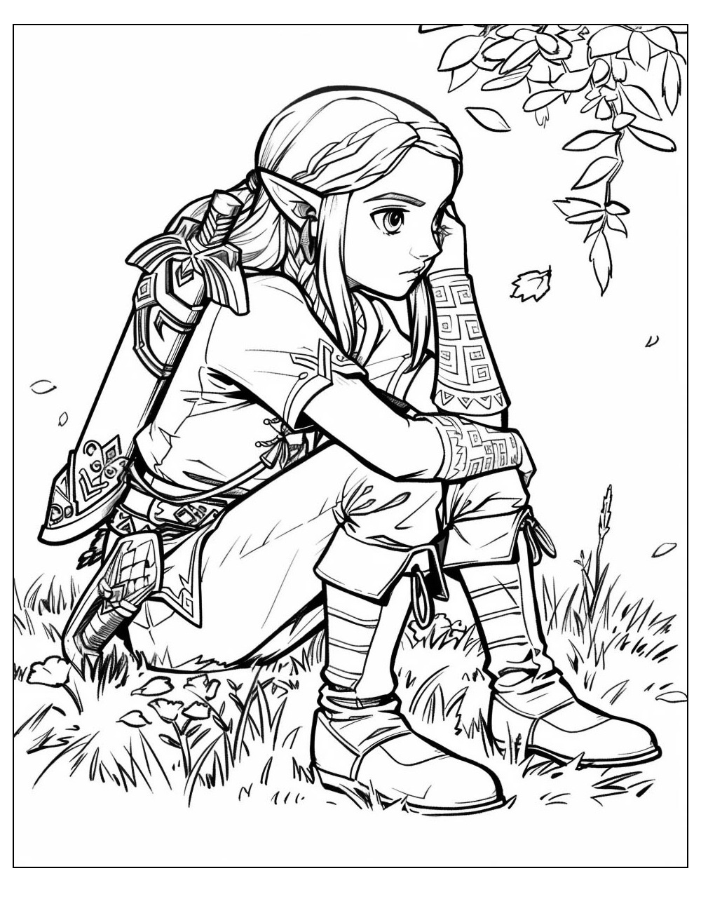 Nachdenklich Zelda Prinzessin Ausmalbild kostenlos